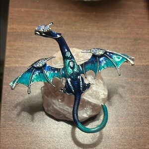 Blue and Silver Dragon Brooch